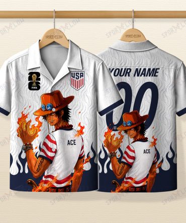 World Cup 2026 Usa X Op Portgas D. Ace Fire Graphic Hawaiian Shirt