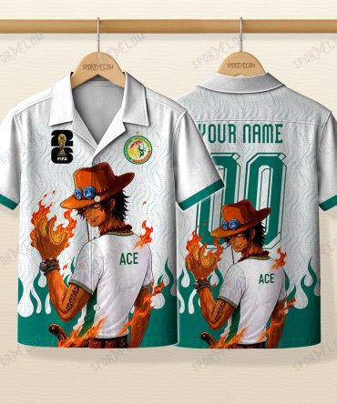 World Cup 2026 Senegal X Op Portgas D. Ace Fire Graphic Hawaiian Shirt