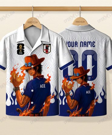 World Cup 2026 Japan X Op Portgas D. Ace Fire Graphic Hawaiian Shirt