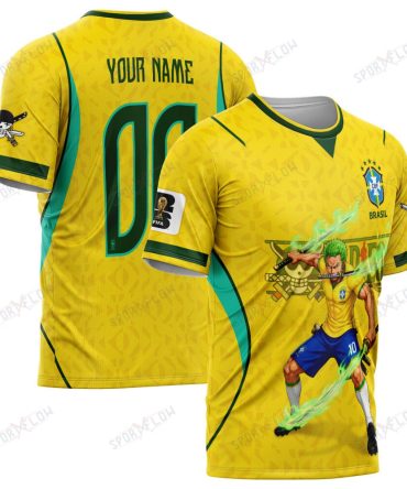 World Cup 2026 Brazil X Op Zoro Sword Haki Attack All Over Print Jersey Shirt Hoodie
