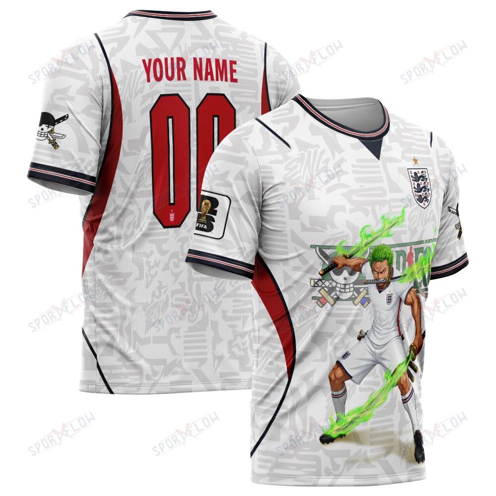 World Cup 2026 England X Op Zoro Sword Haki Attack All Over Print Jersey Shirt Hoodie