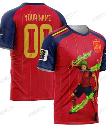 World Cup 2026 Spain X Op Zoro Sword Haki Attack All Over Print Jersey Shirt Hoodie