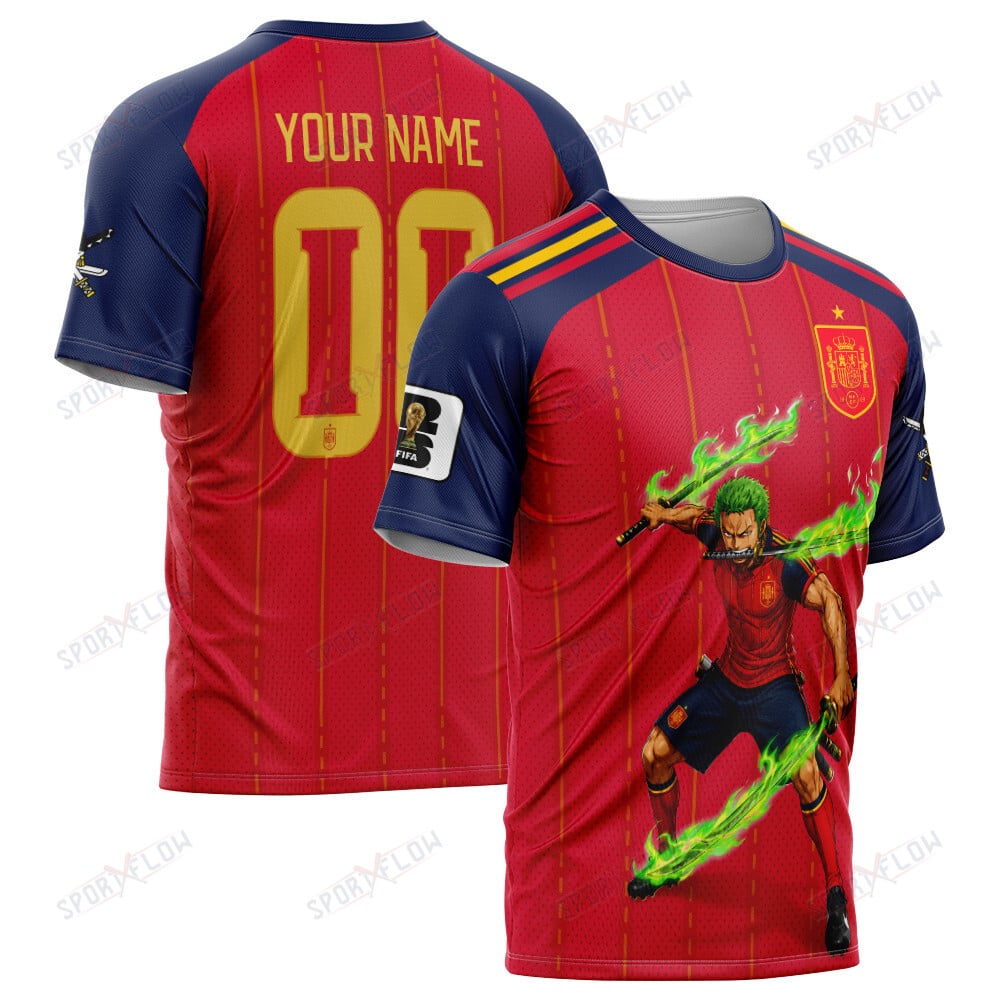 World Cup 2026 Spain X Op Zoro Sword Haki Attack All Over Print Jersey Shirt Hoodie