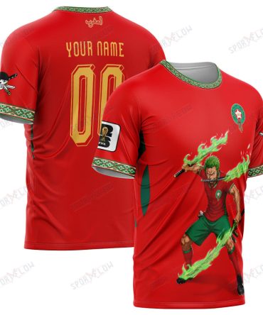 World Cup 2026 Morocco X Op Zoro Sword Haki Attack All Over Print Jersey Shirt Hoodie