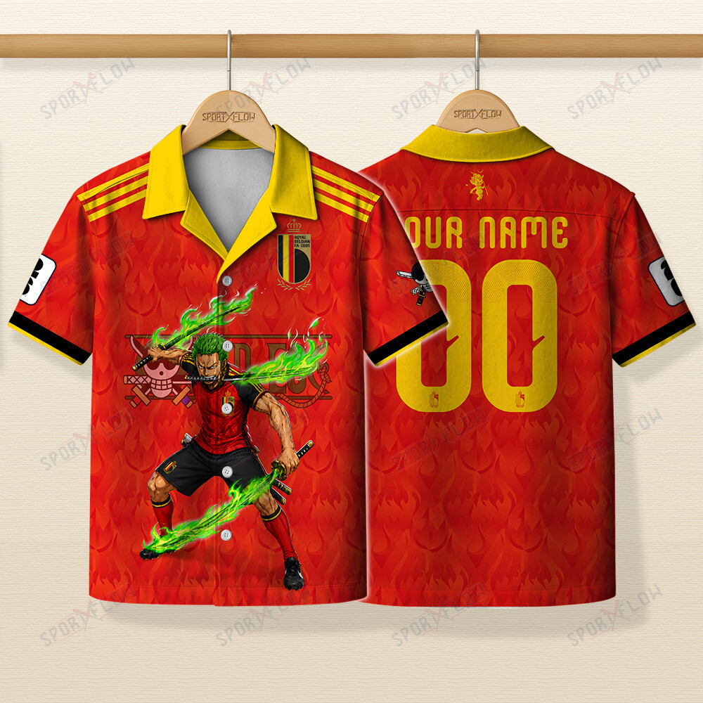 World Cup 2026 Belgium X Op Zoro Sword Haki Attack Hawaiian Shirt
