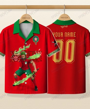 World Cup 2026 Morocco X Op Zoro Sword Haki Attack Hawaiian Shirt