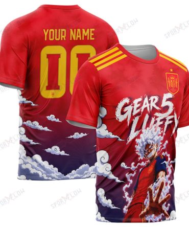 World Cup 2026 Spain X Op Luffy Gear 5 Sun God All Over Print Jersey Shirt Hoodie