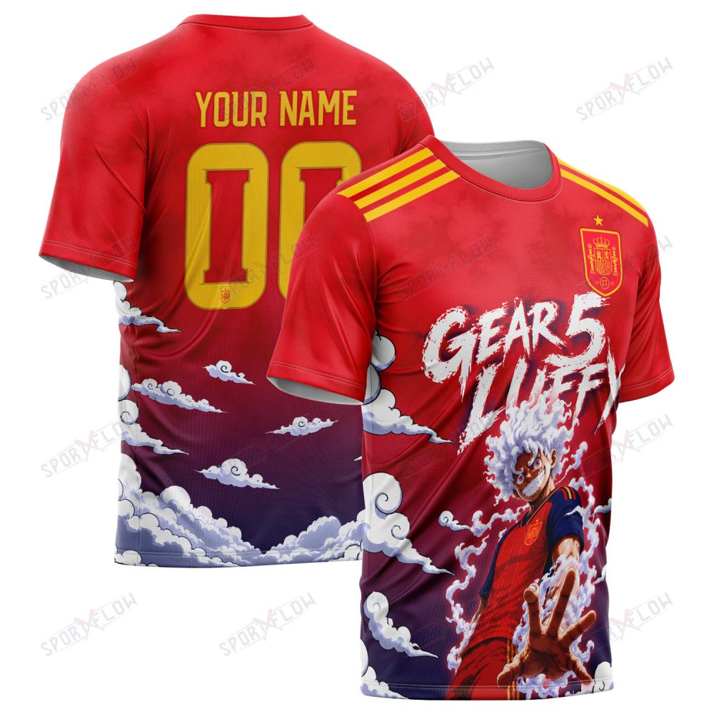 World Cup 2026 Spain X Op Luffy Gear 5 Sun God All Over Print Jersey Shirt Hoodie