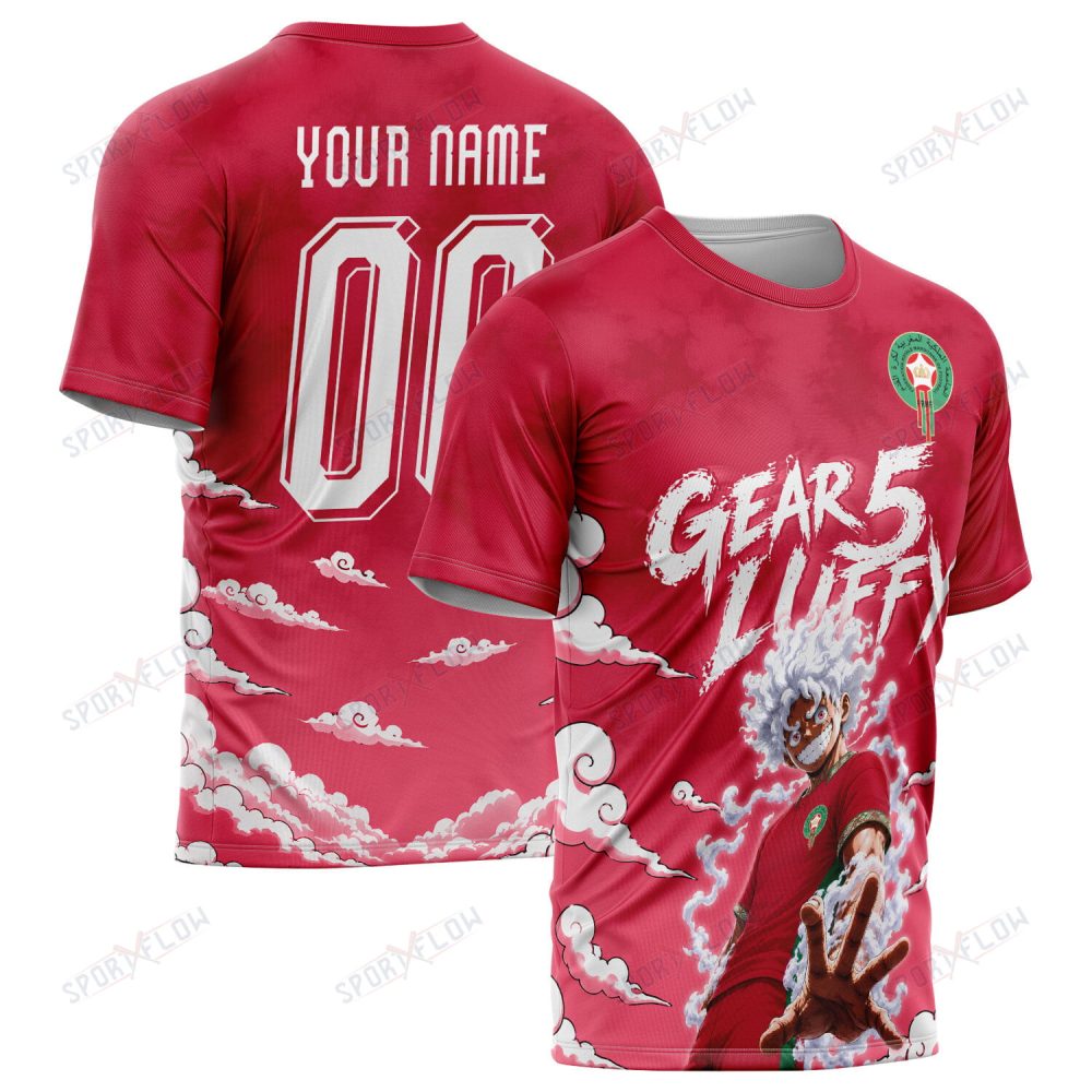 World Cup 2026 Morocco X Op Luffy Gear 5 Sun God All Over Print Jersey