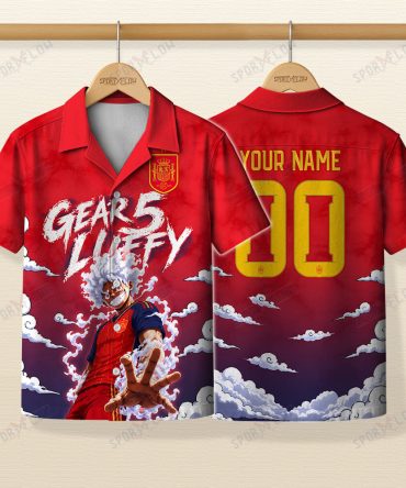 World Cup 2026 Spain X Op Luffy Gear 5 Sun God Hawaiian Shirt