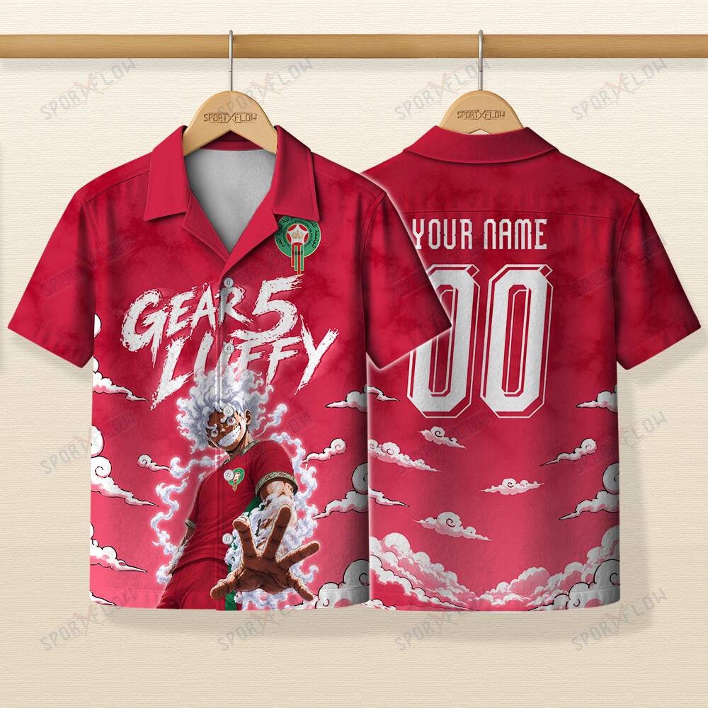 World Cup 2026 Morocco X Op Luffy Gear 5 Sun God Hawaiian Shirt