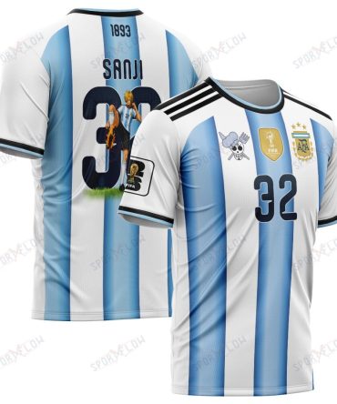 World Cup 2026 Argentina X Op Sanji Fire Kick All Over Print Jersey Shirt Hoodie