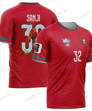 World Cup 2026 Portugal X Op Sanji Fire Kick All Over Print Jersey Shirt Hoodie
