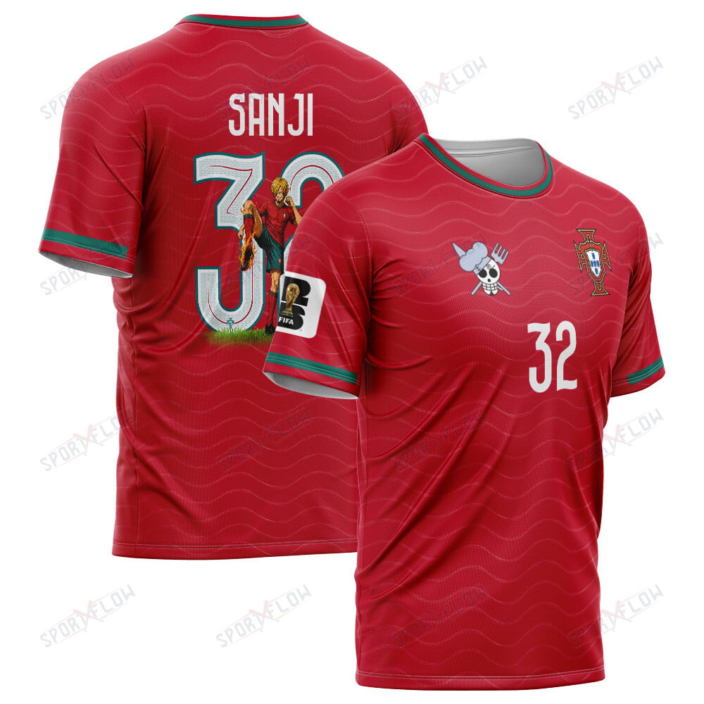 World Cup 2026 Portugal X Op Sanji Fire Kick All Over Print Jersey Shirt Hoodie