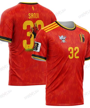 World Cup 2026 Belgium X Op Sanji Fire Kick All Over Print Jersey Shirt Hoodie