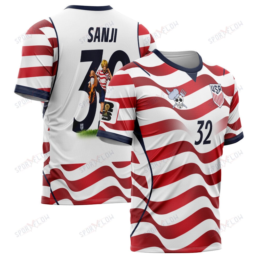 World Cup 2026 Usa X Op Sanji Fire Kick All Over Print Jersey Shirt Hoodie