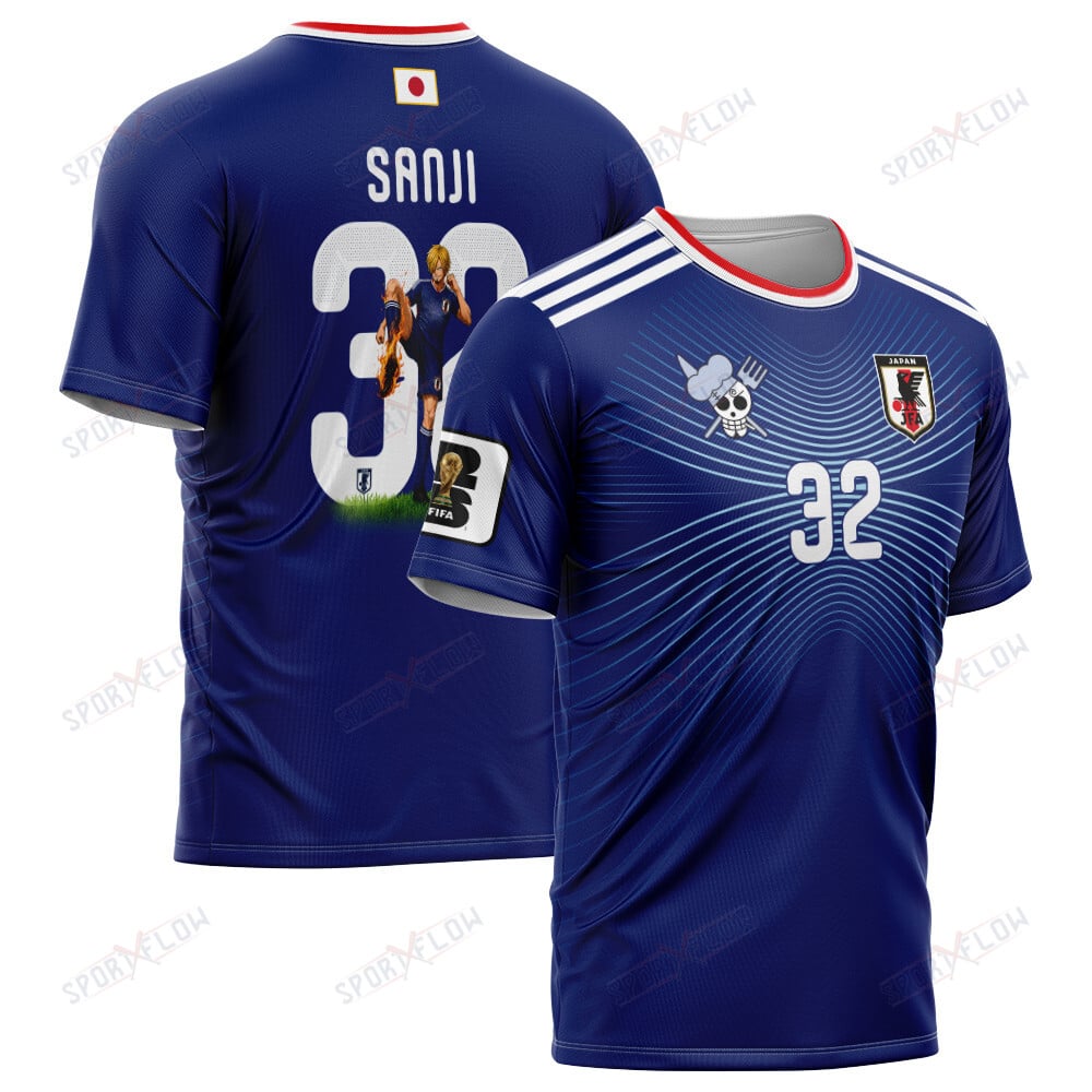 World Cup 2026 Japan X Op Sanji Fire Kick All Over Print Jersey Shirt Hoodie