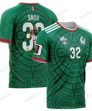World Cup 2026 Mexico X Op Sanji Fire Kick All Over Print Jersey Shirt Hoodie