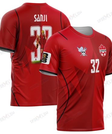 World Cup 2026 Canada X Op Sanji Fire Kick All Over Print Jersey Shirt Hoodie