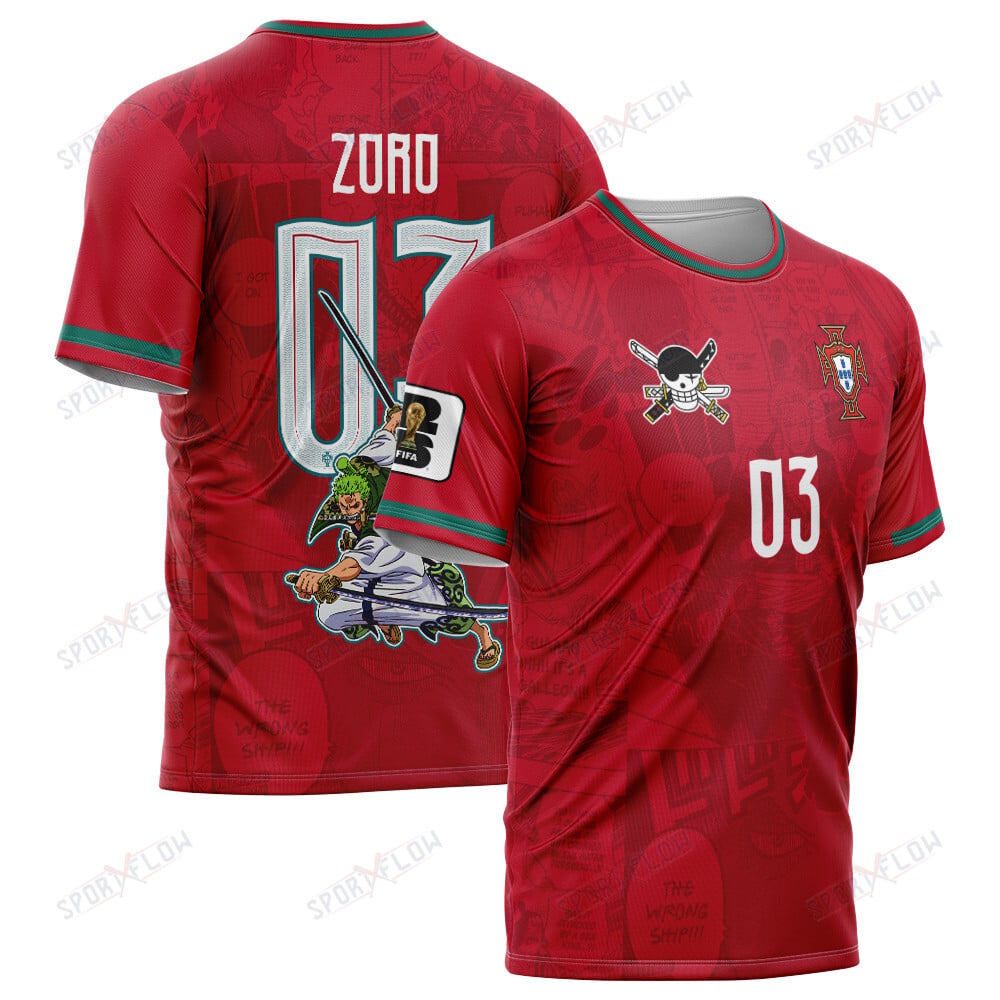 World Cup 2026 Portugal X Op Zoro Demon Slash All Over Print Jersey Shirt Hoodie