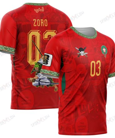 World Cup 2026 Morocco X Op Zoro Demon Slash All Over Print Jersey Shirt Hoodie