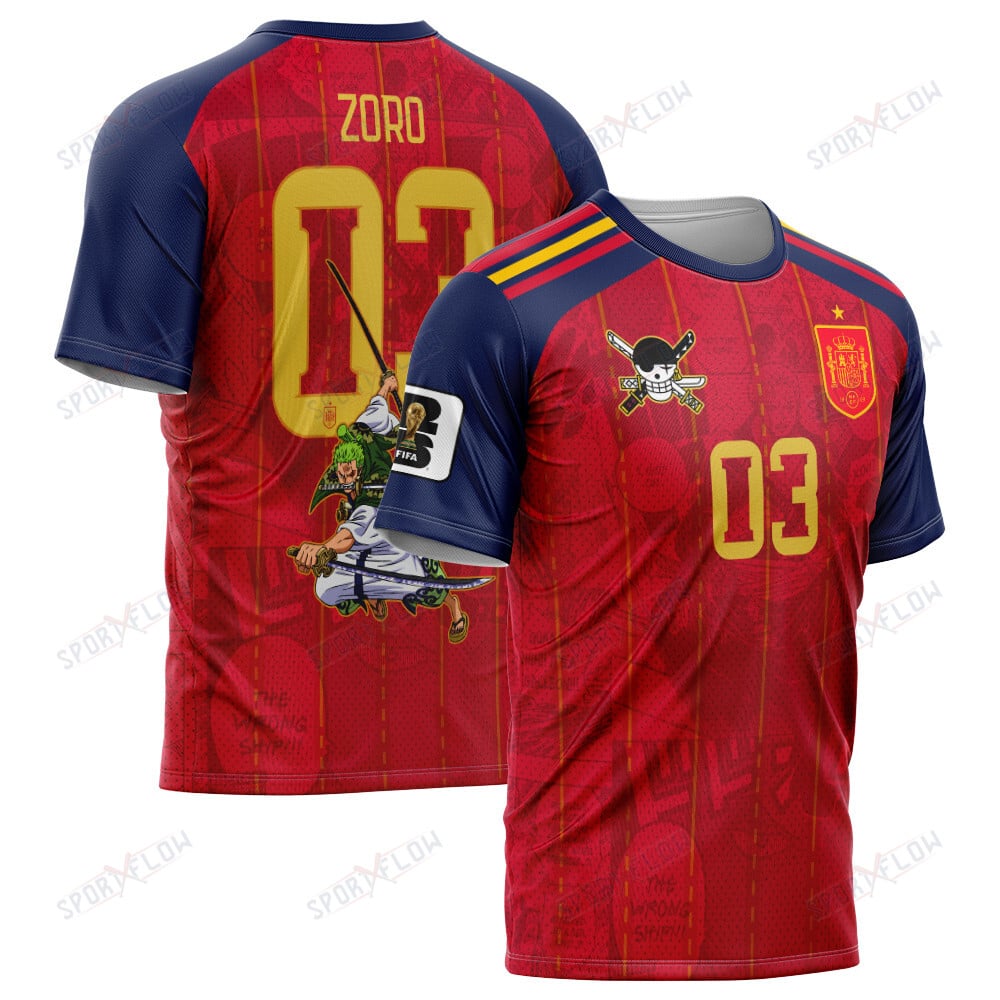 World Cup 2026 Spain X Op Zoro Demon Slash All Over Print Jersey Shirt Hoodie