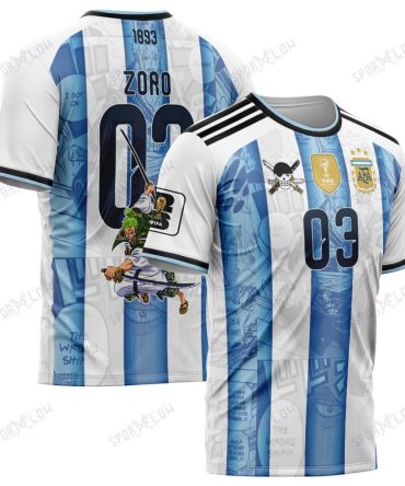 World Cup 2026 Argentina X Op Zoro Demon Slash All Over Print Jersey Shirt Hoodie