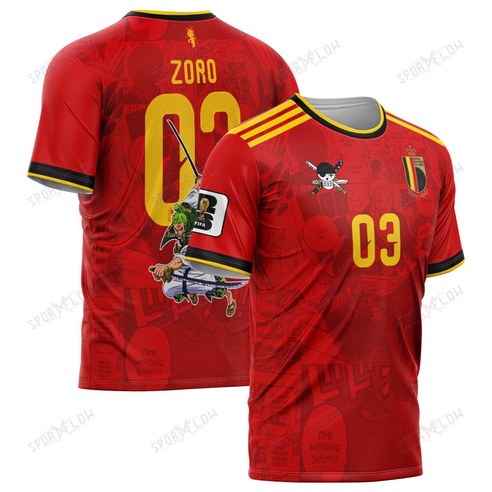 World Cup 2026 Belgium X Op Zoro Demon Slash All Over Print Jersey Shirt Hoodie