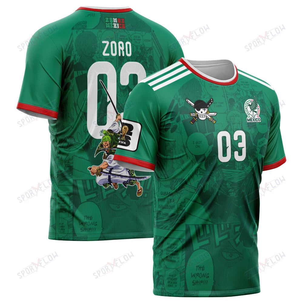 World Cup 2026 Mexico X Op Zoro Demon Slash All Over Print Jersey Shirt Hoodie