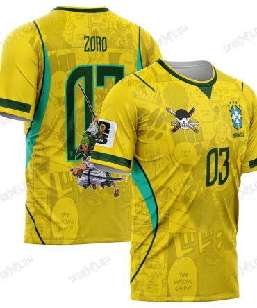 World Cup 2026 Brazil X Op Zoro Demon Slash All Over Print Jersey Shirt Hoodie