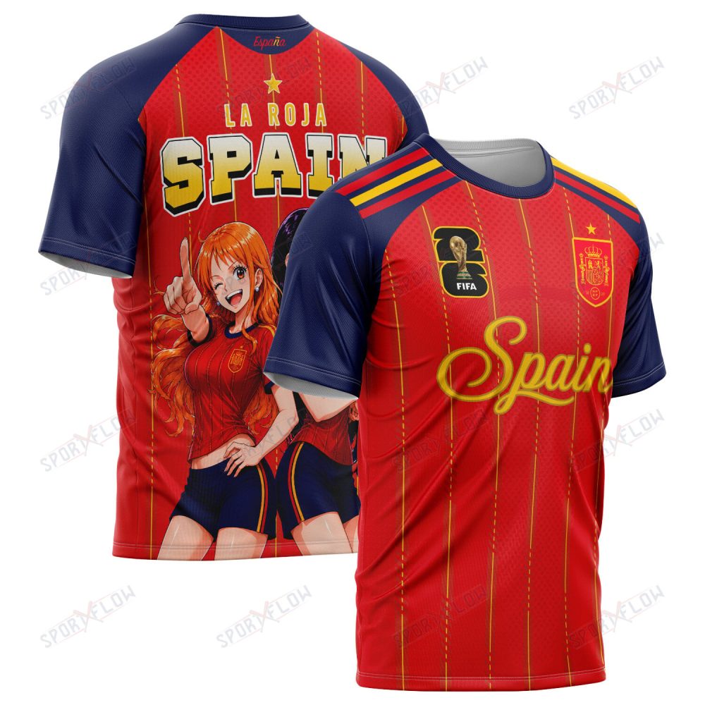 World Cup 2026 Spain X Op Nami Robin La Roja All Over Print Jersey Shirt Hoodie