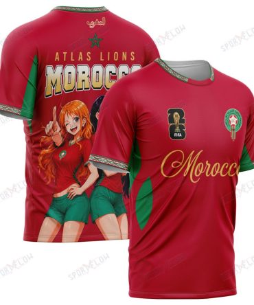 World Cup 2026 Morocco X Op Nami Robin Atlas Lions All Over Print Jersey Shirt Hoodie