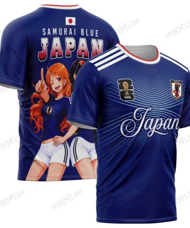 World Cup 2026 Japan X Op Nami Robin Samurai Blue All Over Print Jersey Shirt Hoodie