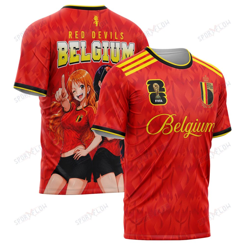 World Cup 2026 Belgium X Op Nami Robin Red Devils All Over Print Jersey Shirt Hoodie
