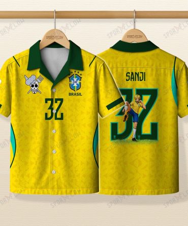 World Cup 2026 Brazil X Op Sanji Fire Kick Hawaiian Shirt