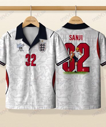 World Cup 2026 England X Op Sanji Fire Kick Hawaiian Shirt