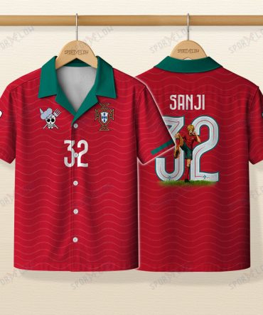 World Cup 2026 Portugal X Op Sanji Fire Kick Hawaiian Shirt