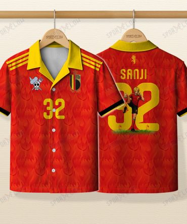 World Cup 2026 Belgium X Op Sanji Fire Kick Hawaiian Shirt