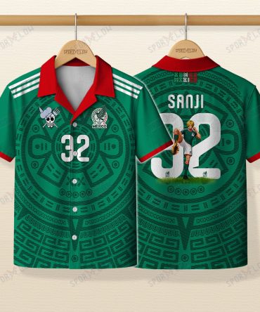 World Cup 2026 Mexico X Op Sanji Fire Kick Hawaiian Shirt