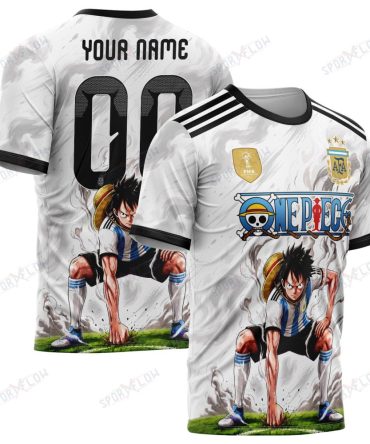 World Cup 2026 Argentina X Op Luffy Gear 2 Smokey All Over Print Jersey Shirt Hoodie