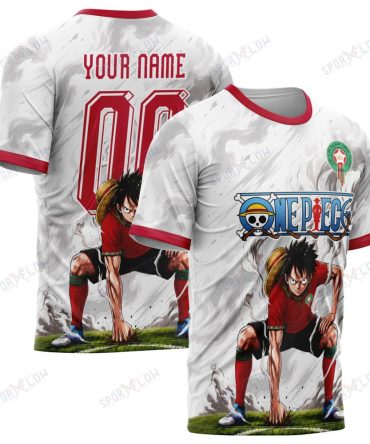 World Cup 2026 Morocco X Op Luffy Gear 2 Smokey All Over Print Jersey Shirt Hoodie