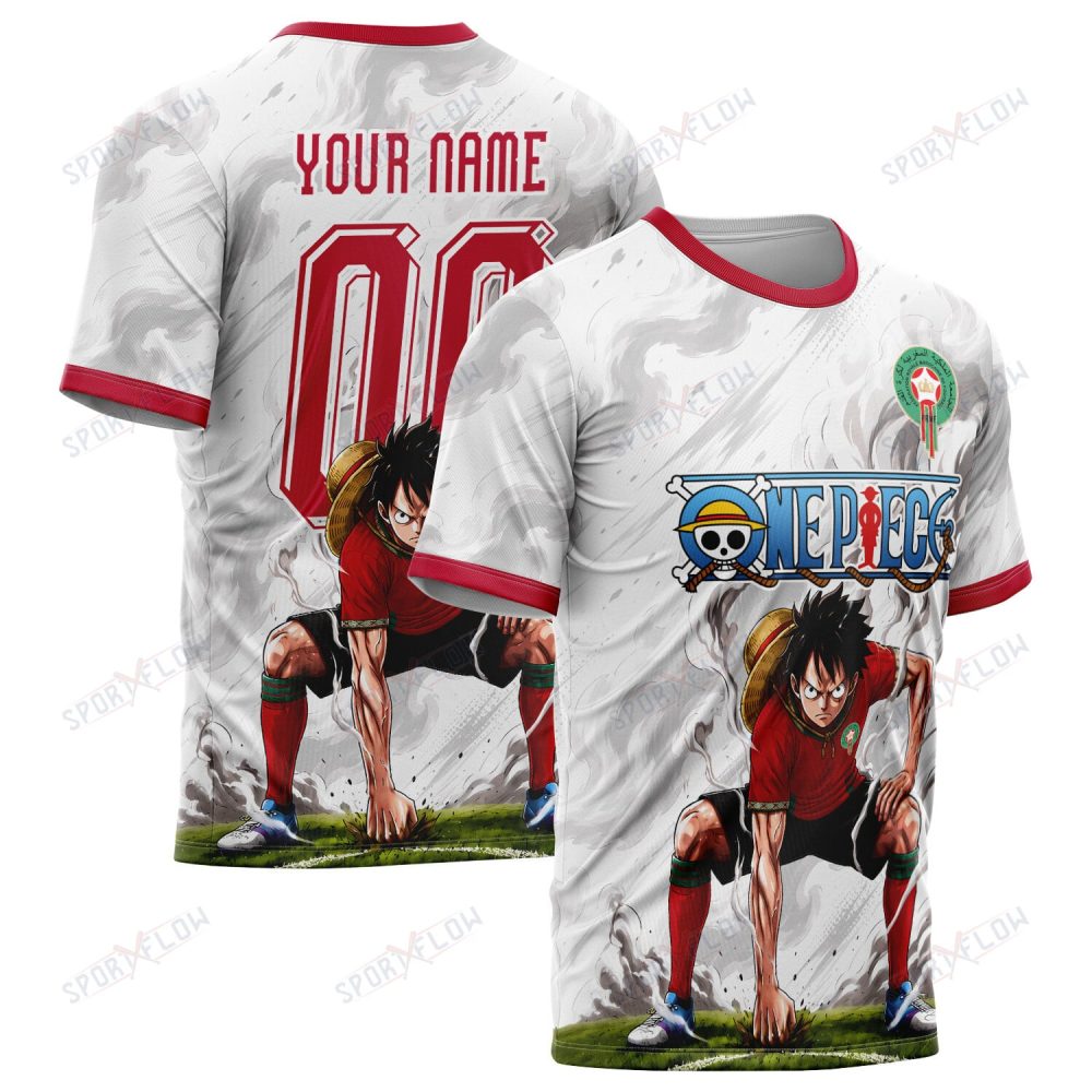 World Cup 2026 Morocco X Op Luffy Gear 2 Smokey All Over Print Jersey Shirt Hoodie