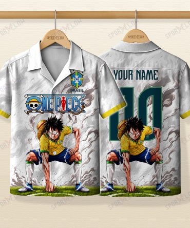 World Cup 2026 Brazil X Op Luffy Gear 2 Smokey Hawaiian Shirt