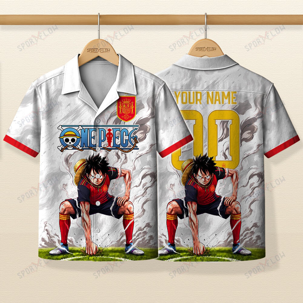 World Cup 2026 Spain X Op Luffy Gear 2 Smokey Hawaiian Shirt
