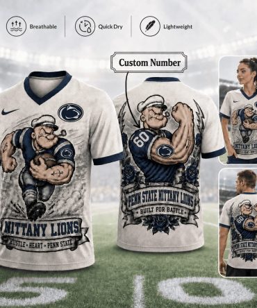 Penn State Nittany Lions , Premium Ncaa Popeye Vintage Tattoo 3D T-Shirt Bk