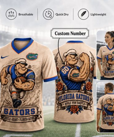 Florida Gators , Premium Ncaa Popeye Vintage Tattoo 3D T-Shirt Bk