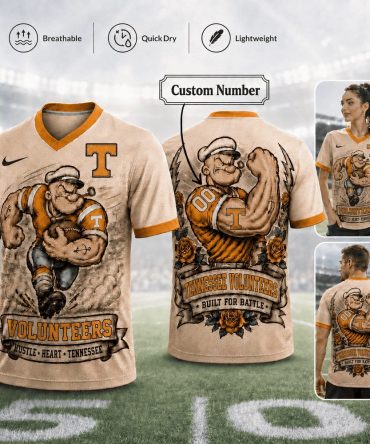 Tennessee Volunteers , Premium Ncaa Popeye Vintage Tattoo 3D T-Shirt Bk