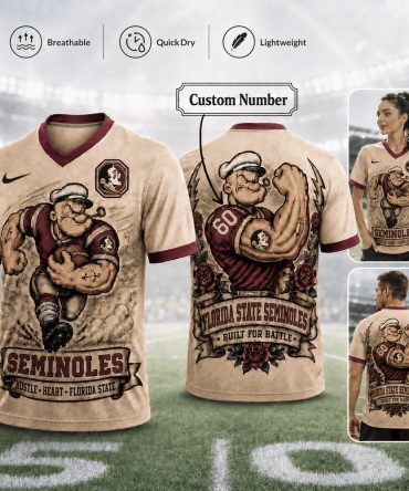 Florida State Seminoles , Premium Ncaa Popeye Vintage Tattoo 3D T-Shirt Bk