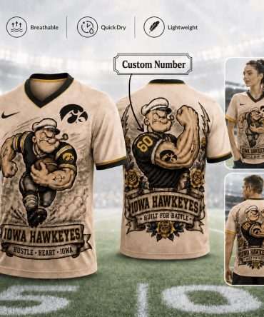 Lowa Hawkeyes , Premium Ncaa Popeye Vintage Tattoo 3D T-Shirt Bk