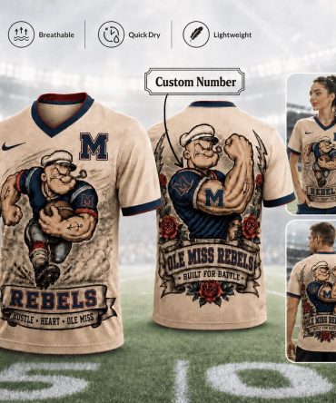 Ole Miss Rebels , Premium Ncaa Popeye Vintage Tattoo 3D T-Shirt Bk